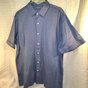 Daniel Cremieux Shirt Mens XL Blue/White Short Sleeve Cotton Contrast Stitch